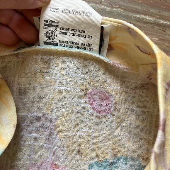 D'Allaird's Yellow Midi Dress Floral Print Short Sleeves Vintage 80s - Picture 8 of 8